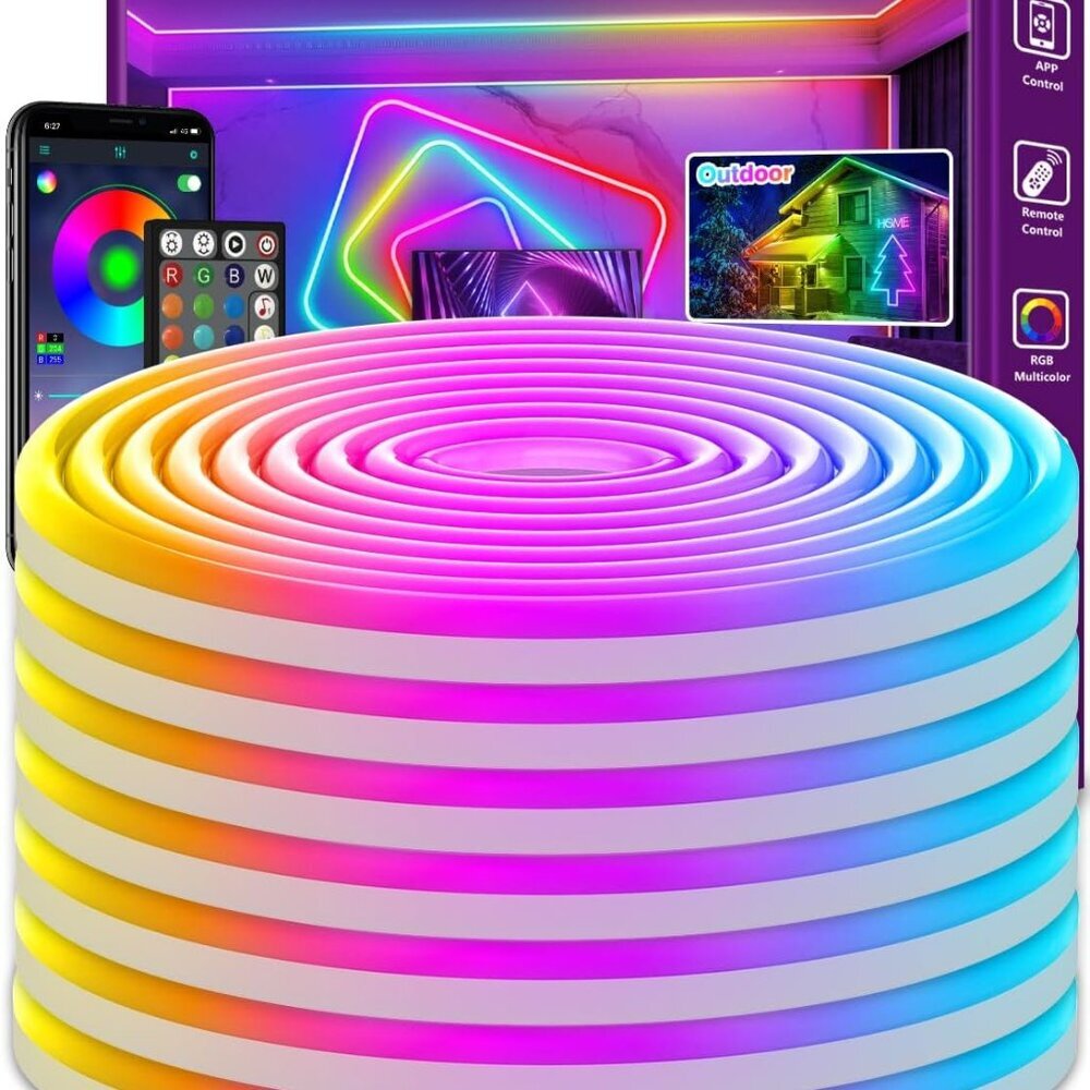 100Ft Neon Rope Lights,Flexible Led Rope Lights Control with App/Remote,Multiple - Picture 1 of 7